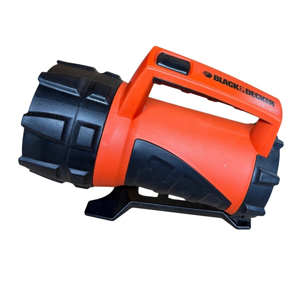 Black & Decker Rechargeable Spotlight Orange Black Handheld Work Light‎ Stand
